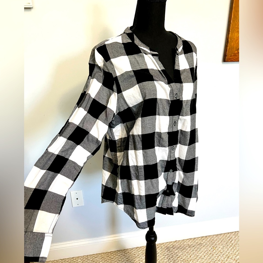 COPY - Calvin Klein Jeans Buffalo Checkered Plaid B&W Shirt Long sleeve top XL